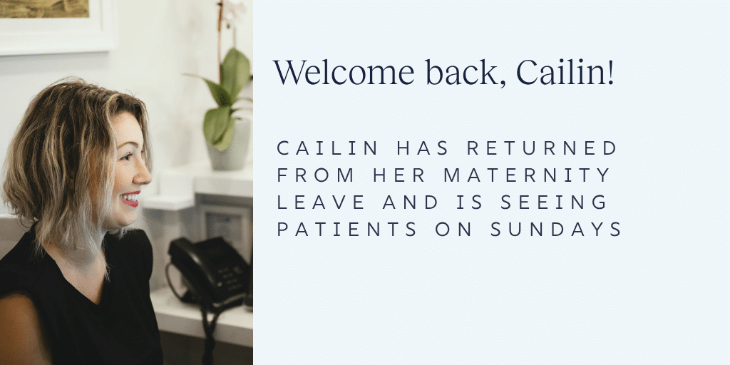 Welcome back, Cailin! Returned from maternity leave.